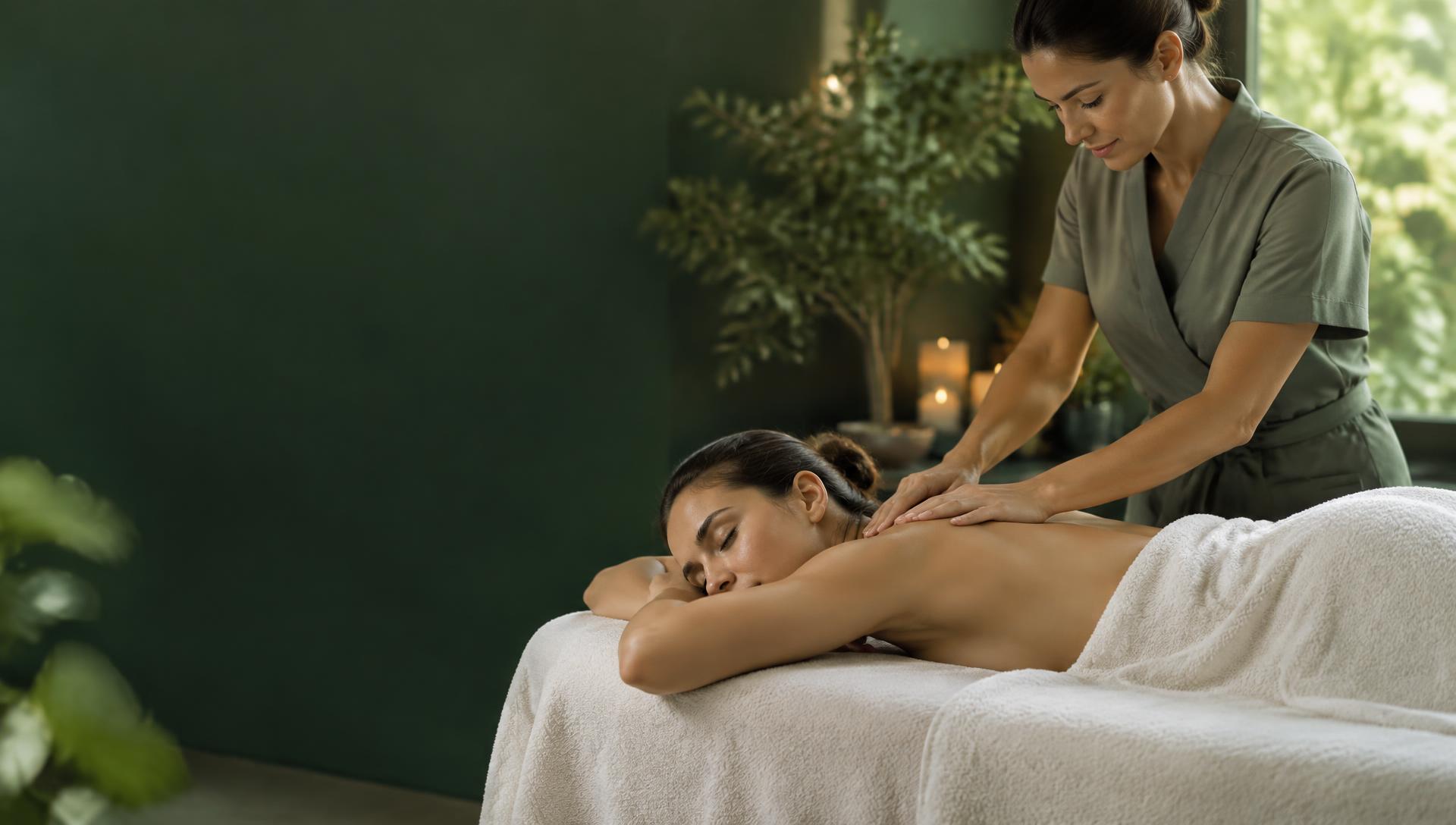 A calm massage setting with soft natural light